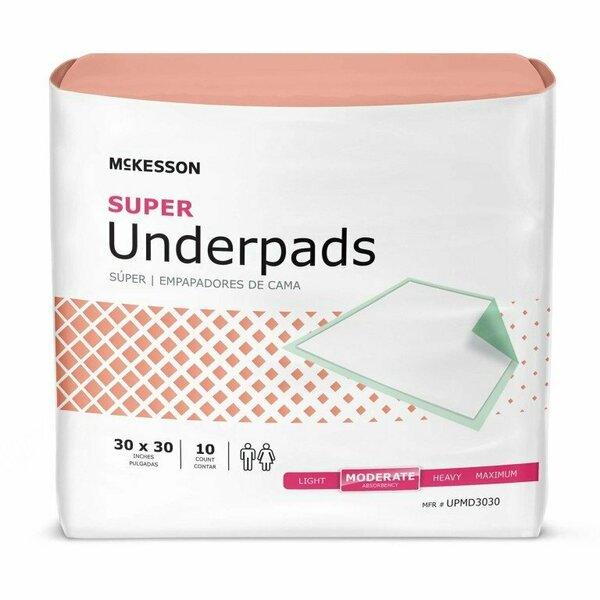 Mckesson Super Moderate Absorbency Underpad, 30 x 30 Inch, 10PK UPMD3030